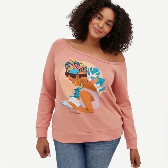 Torrid Tops | #Torridstrong Off-Shoulder Sweatshirt French Terry Maya Angelou... - Picture 1 of 10